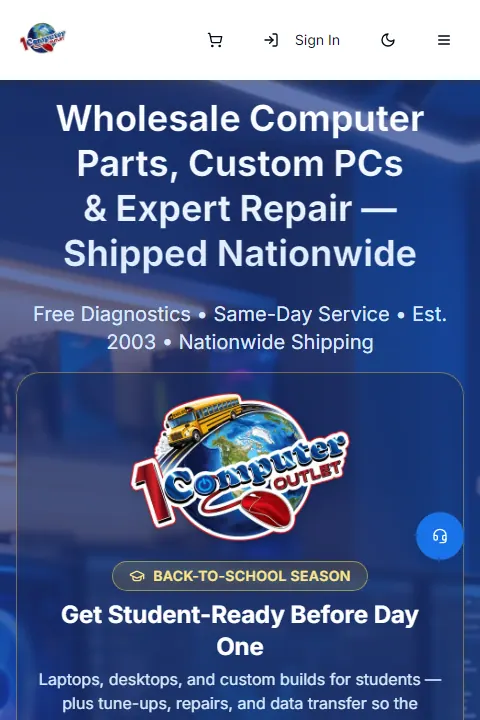 Wholesale Computer Outlet public website home page