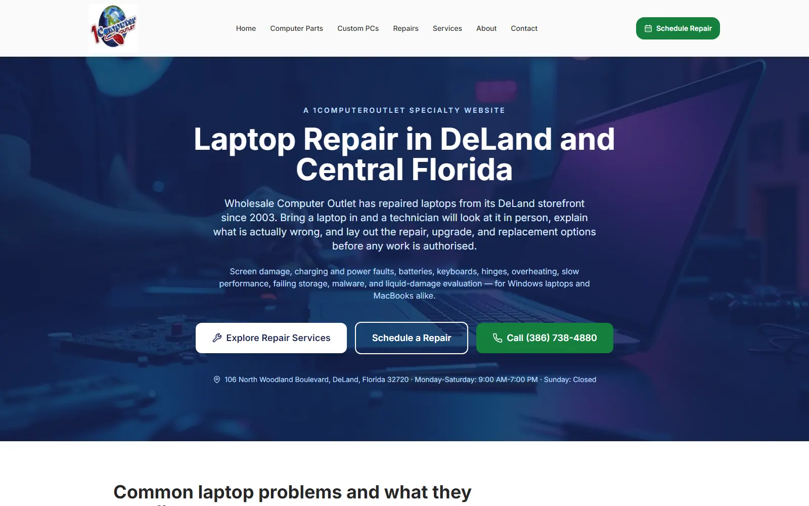 Best Laptop Repair public website home page