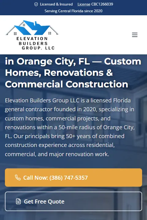 Elevation Builders Group public website home page