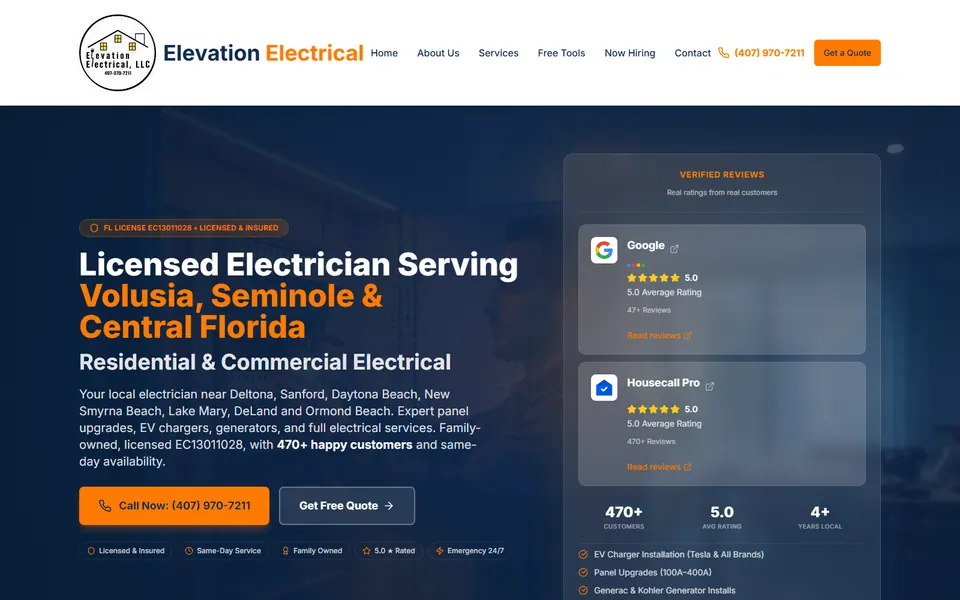 Elevation Electrical public website home page