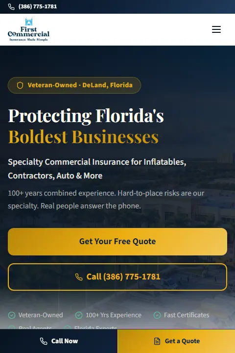 First Commercial Insurance public website home page