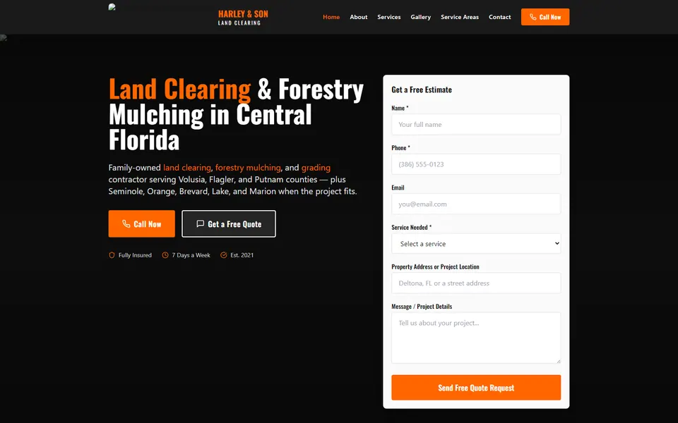 Harley & Son Clearing public website home page