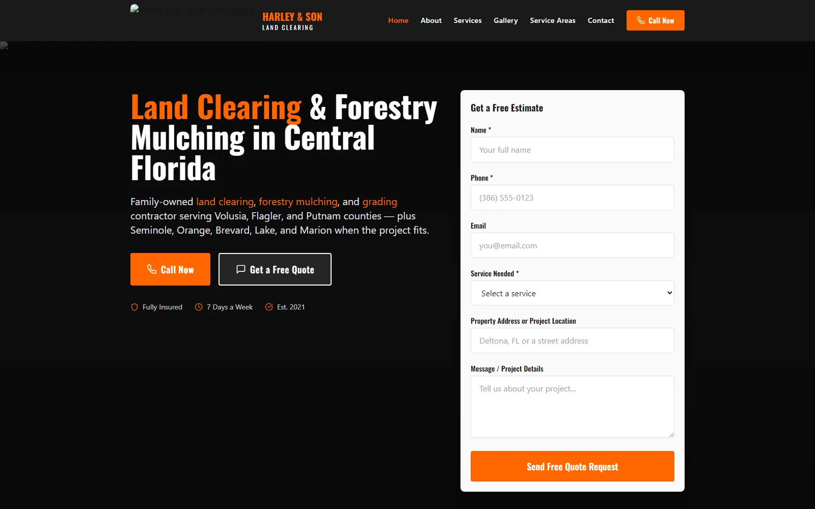 Harley & Son Clearing public website home page