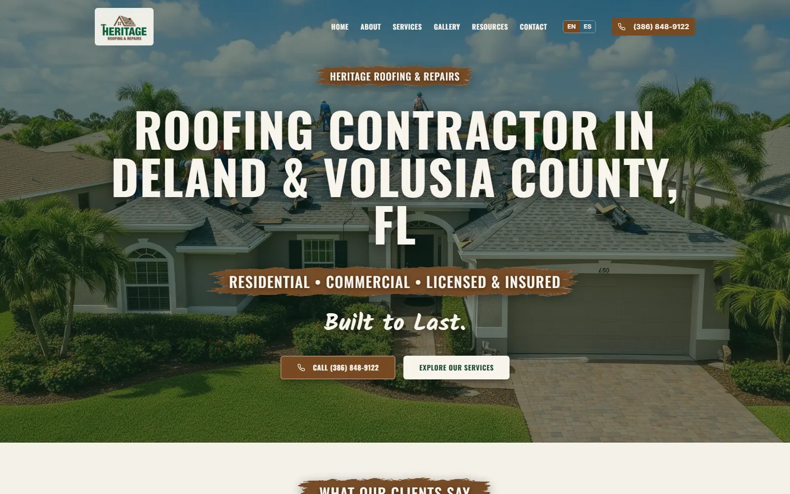 Heritage Roof Pro public website home page