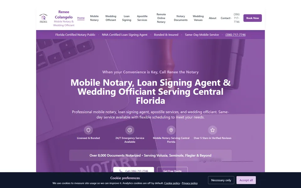 Renee Colangelo Mobile Notary public website home page