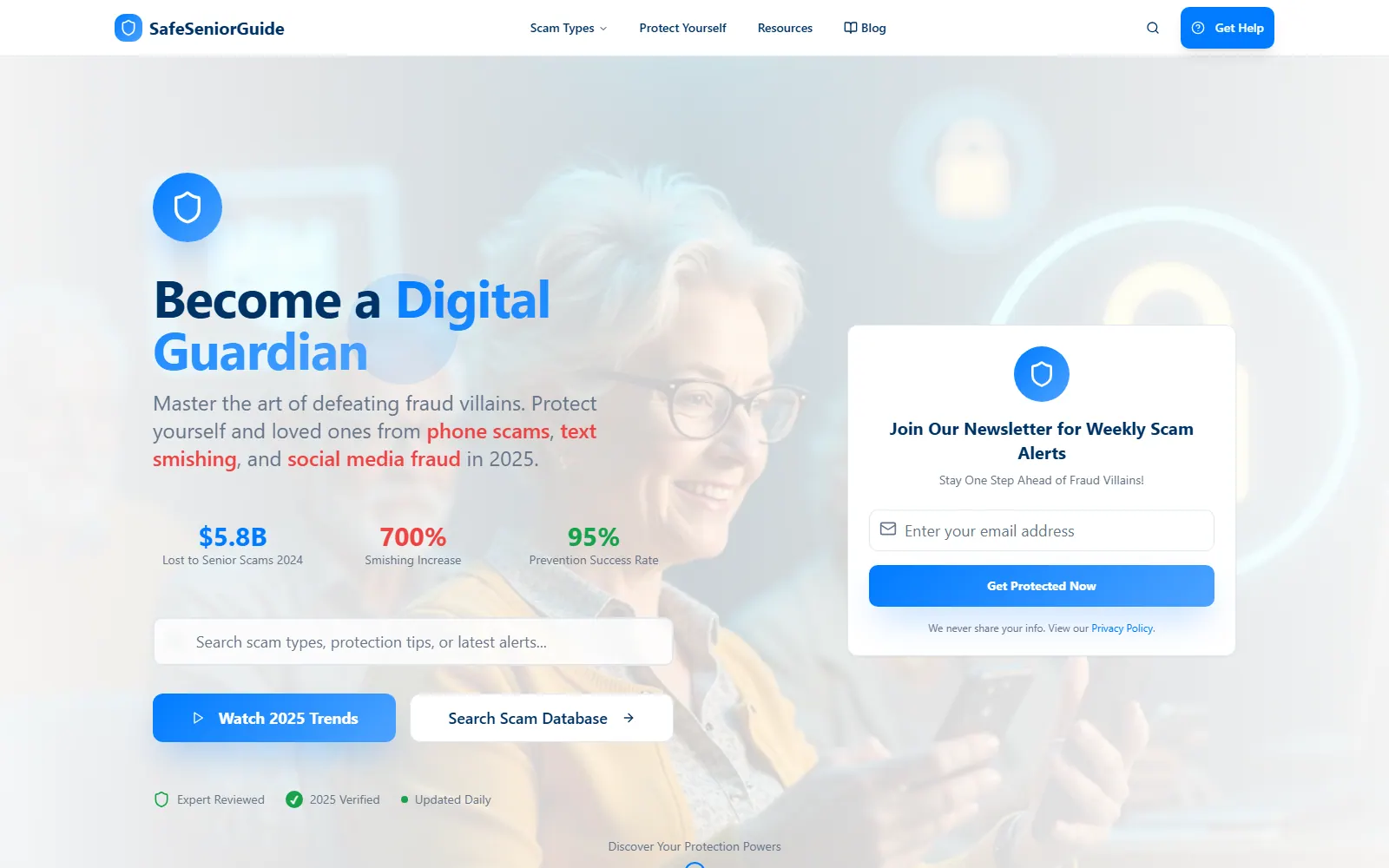 Safe Senior Guide public website home page