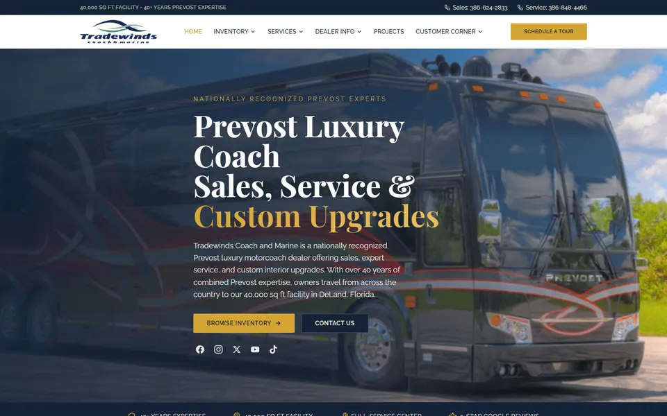 Tradewinds Coach public website home page