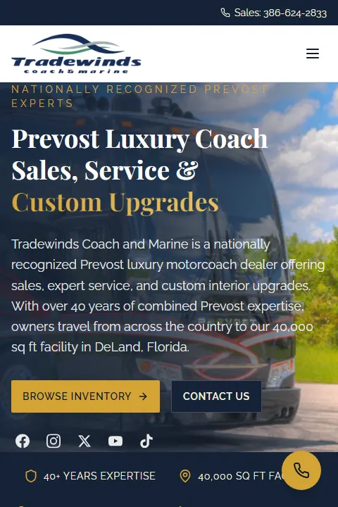 Tradewinds Coach public website home page