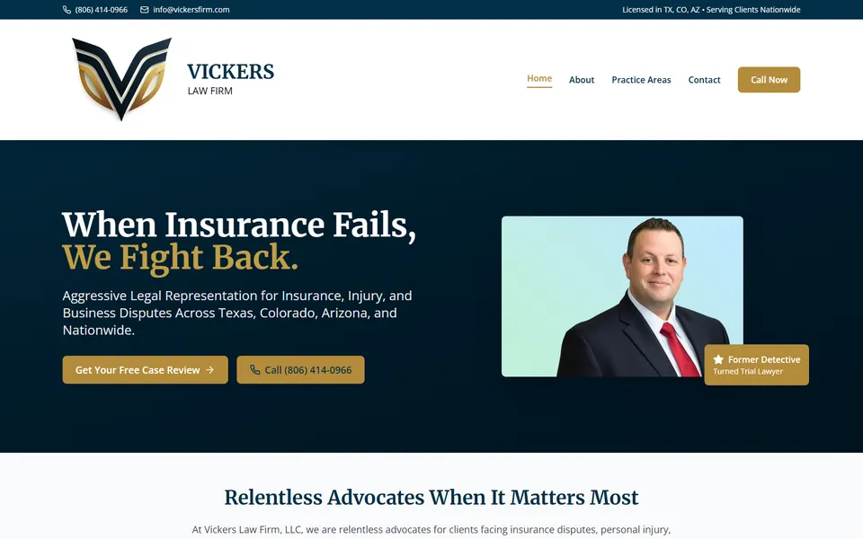 Vickers Law Firm public website home page